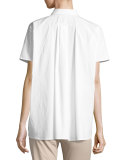 Ancona Short-Sleeve Pleated-Back Shirt, White