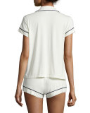 Gisele Boxer-Short Pajama Set, Ivory