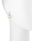 Diamond & Golden Pearl Drop Earrings