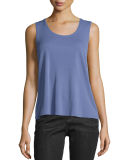 Scoop-Neck Silk Tank, Periwinkle