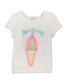 Cotton Jersey Ice Cream Tee, White/Blue, Size 4-5