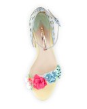 Lilico Floral Ankle-Wrap Sandal, Pearl Blue