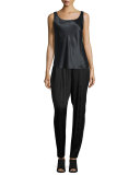 Barclay Ribbed-Waist Pants, Black
