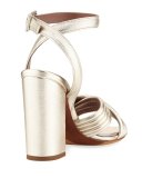Nora Crisscross Chunky-Heel Sandal, Champagne Gold