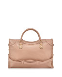 Metallic Edge City Bag, Rose