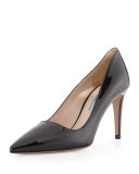 Patent Leather Point-Toe Pump, Black