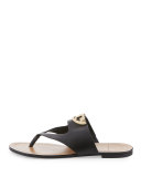 Sydney Leather Logo Thong Sandal