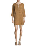 Camarillo Suede Lace-Up Shift Dress