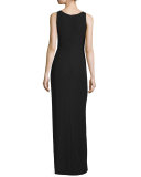 Sculpted-Waist Column Gown, Black