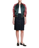 Colorblock Zip-Front Bomber Jacket, Sage/Raspberry