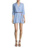 Sehun Striped Poplin Shirtdress, Blue/White