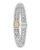 Silver Caviar Bracelet with 18k Gold, 9mm