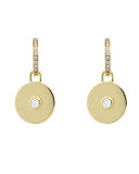 Domino White Topaz Disc Earrings in 18k Yellow Gold