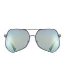 Megalast Geometric Aviator Sunglasses, Silver