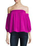Off-the-Shoulder Stretch-Silk Blouse