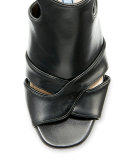 Leather Cutout Ankle-Strap Sandal, Nero