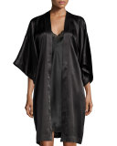 Lace-Trimmed Silk Chemise, Ivory/Black
