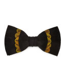 Mantis Peacock-Feather Bow Tie, Black/Yellow