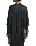 Open-Front Sheer Hemp Knit Poncho/Wrap, Black