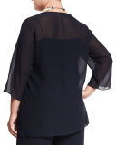 3/4-Sleeve Febo Floral-Print Tunic, Plus Size