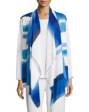 Brushstroke Blues Waterfall Jacket, Blue/White