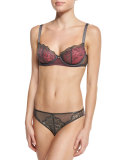 Whisper Lace-Trimmed Bikini Briefs, Dark Gray