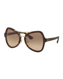 Gradient Oversized Aviator Sunglasses, Havana