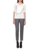 Conny High-Waist Ankle Pants, Silver/Charcoal