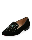 Candy Moc Jeweled Red Sole Loafer, Black