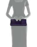 Small Frame Crocodile Clutch Bag, Purple Shiny