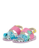 Becky Malibu Mini Sandal, Aqua, Sizes 5T-2Y