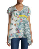 Ray Flare V-Neck Printed Tunic, Multi Colors