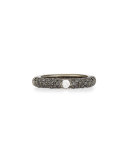 18K Black Diamond Ring with One White Diamond