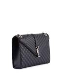 Monogram Large Chain Matelassé Shoulder Bag, Navy