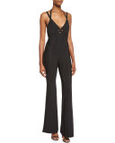 Crisscross Sleeveless Jumpsuit, Black