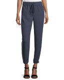Beaded Drawstring-Waist Jogger Pants, Navy