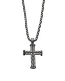 Chevron Cross Necklace, Pave Black Diamond,22"L