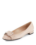 Patent Buckle Ballerina Flat, Black (Nero)