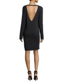 Daniella Open-Back Cashmere Sweater Dress, Charcoal