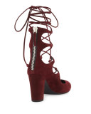 Bebe Suede Lace-Up 85mm Pump, Pinot