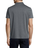 Knit Polo Shirt w/Contrast Placket, Charcoal