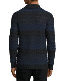 Basketweave-Knit Striped Cardigan