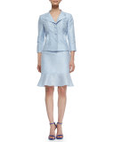 LS NOTCHCLR TWD SKIRT SUIT W