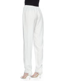 Cabo Crinkle Straight-Leg Pants, White