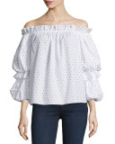 Gia Off-The-Shoulder Swiss Dot Top