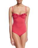 playa de palma rose applique underwire one-piece swimsuit