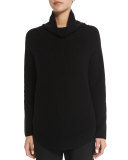 Side-Zip Ribbed Turtleneck Sweater
