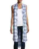 Jordyn Check Sleeveless Tunic, River/White Check