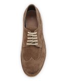 Suede Wing-Tip Oxford, Brown