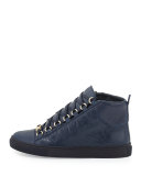 Arena Leather High-Top Sneaker, Navy